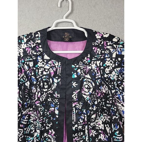 Trenz by Theresa Renz Colorful Raised Piping Open Front Jacket Women's Plus 1X - Picture 3 of 11